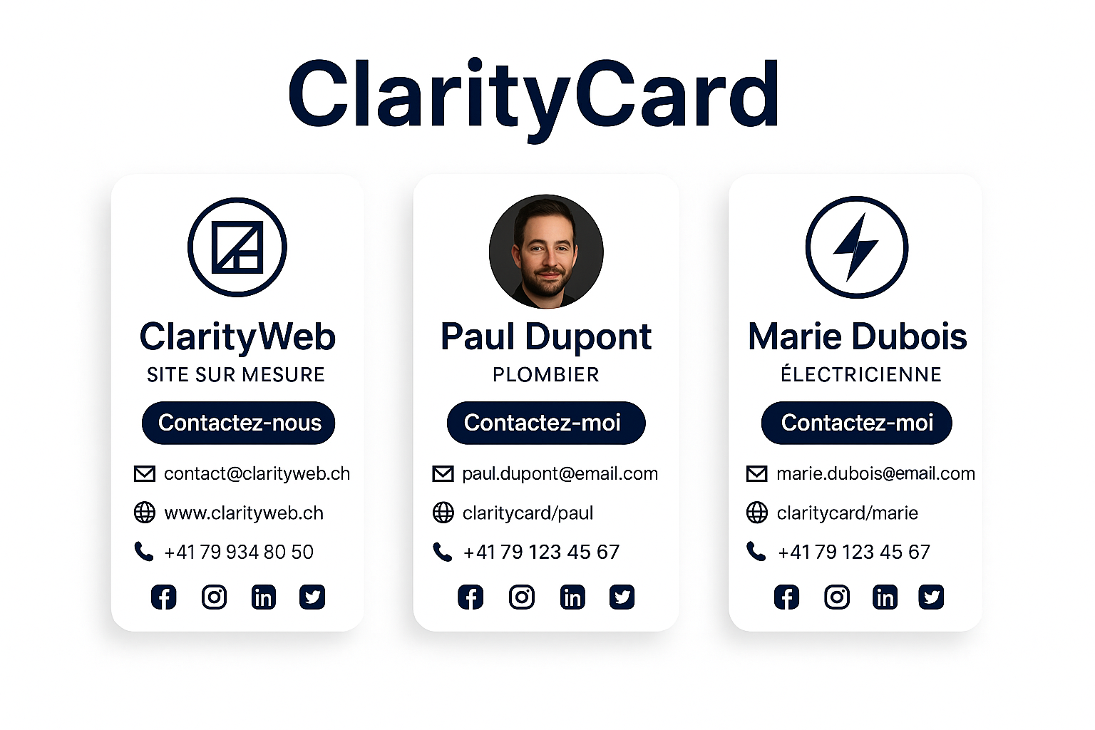 Exemples de ClarityCard